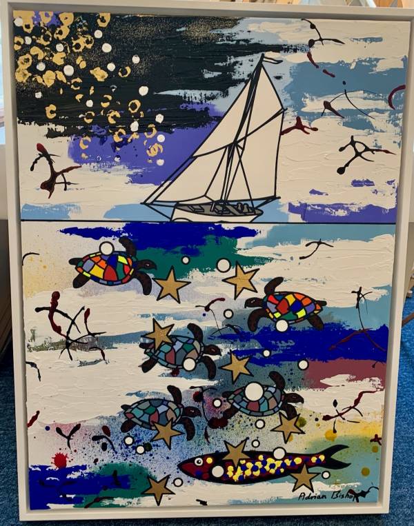 - a , Painting, Acrylic Canvas by Adrian Bishop, measuring 80 x 60 cm (H x W) framed at 84 x 64 cm £900